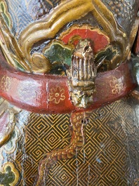 Importante sculpture d'un g&eacute;n&eacute;ral divin en bois laqu&eacute; et polychrom&eacute;, Japon, Edo, dat&eacute;e 1623