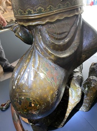 Importante sculpture d'un g&eacute;n&eacute;ral divin en bois laqu&eacute; et polychrom&eacute;, Japon, Edo, dat&eacute;e 1623