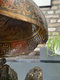 Importante sculpture d'un g&eacute;n&eacute;ral divin en bois laqu&eacute; et polychrom&eacute;, Japon, Edo, dat&eacute;e 1623