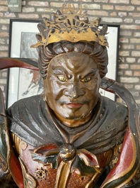 Importante sculpture d'un g&eacute;n&eacute;ral divin en bois laqu&eacute; et polychrom&eacute;, Japon, Edo, dat&eacute;e 1623