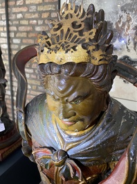 Importante sculpture d'un g&eacute;n&eacute;ral divin en bois laqu&eacute; et polychrom&eacute;, Japon, Edo, dat&eacute;e 1623