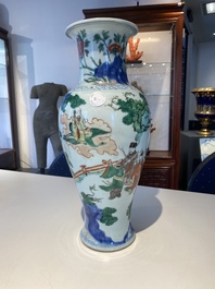 A Chinese wucai 'immortals' vase, Transitional period