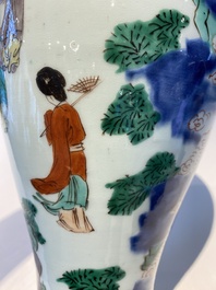 A Chinese wucai 'immortals' vase, Transitional period