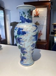 A Chinese wucai 'immortals' vase, Transitional period