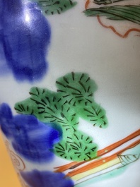 A Chinese wucai 'immortals' vase, Transitional period