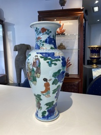 A Chinese wucai 'immortals' vase, Transitional period