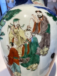 A Chinese wucai 'immortals' vase, Transitional period