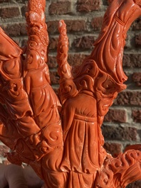 A large Chinese red coral 'Baxian' group, 19/20th C.