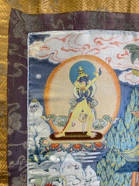 A Chinese woven thangka of a Shambhala king, Republic