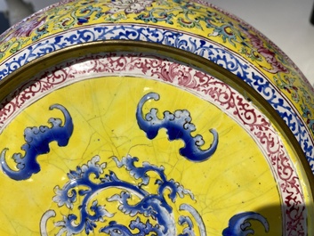 A pair of Chinese Canton enamel plates with exceptionally fine floral design, Yongzheng