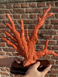 A large Chinese red coral 'Baxian' group, 19/20th C.