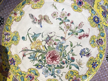 A pair of Chinese Canton enamel plates with exceptionally fine floral design, Yongzheng