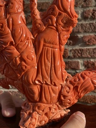 A large Chinese red coral 'Baxian' group, 19/20th C.