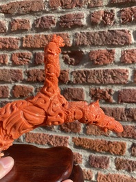 A large Chinese red coral 'Baxian' group, 19/20th C.