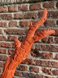 A large Chinese red coral 'Baxian' group, 19/20th C.