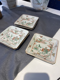An exceptional set of five Chinese square wucai ko-sometsuke dishes for the Japanese market, Transitional period