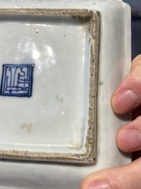 An exceptional set of five Chinese square wucai ko-sometsuke dishes for the Japanese market, Transitional period