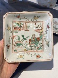 An exceptional set of five Chinese square wucai ko-sometsuke dishes for the Japanese market, Transitional period