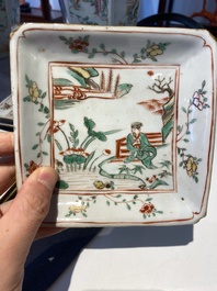 An exceptional set of five Chinese square wucai ko-sometsuke dishes for the Japanese market, Transitional period