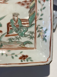 An exceptional set of five Chinese square wucai ko-sometsuke dishes for the Japanese market, Transitional period