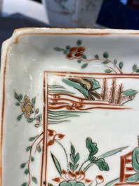 An exceptional set of five Chinese square wucai ko-sometsuke dishes for the Japanese market, Transitional period