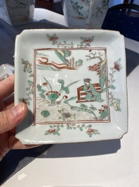 An exceptional set of five Chinese square wucai ko-sometsuke dishes for the Japanese market, Transitional period