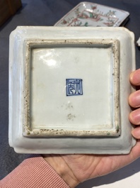 An exceptional set of five Chinese square wucai ko-sometsuke dishes for the Japanese market, Transitional period