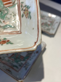 An exceptional set of five Chinese square wucai ko-sometsuke dishes for the Japanese market, Transitional period