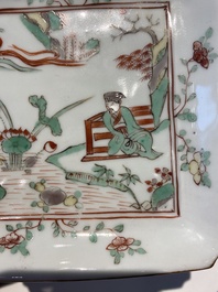 An exceptional set of five Chinese square wucai ko-sometsuke dishes for the Japanese market, Transitional period