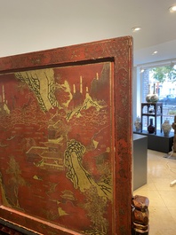 A Chinese gilt-lacquered and painted wooden table screen, Shanxi, 16/17th C.
