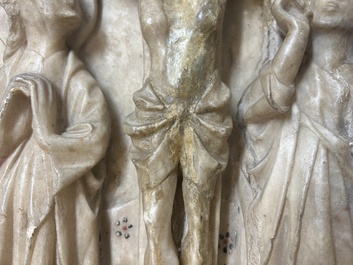 An English alabaster relief of 'The crucifixion', Nottingham, 15th C.