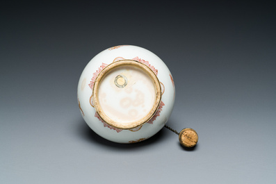 A Chinese iron-red and gilt-decorated triple gourd vase, Kangxi