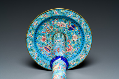A large Chinese Canton enamel hat stand, Qianlong/Jiaqing