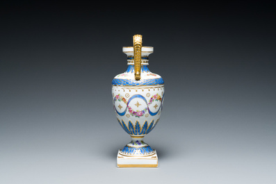 A French polychrome porcelain S&egrave;vres-style vase, 19th C.