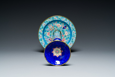 A large Chinese Canton enamel hat stand, Qianlong/Jiaqing