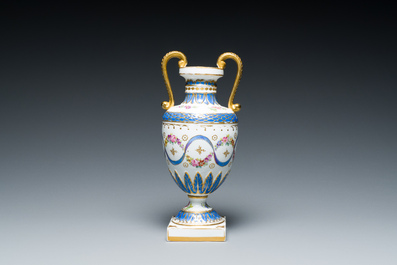 A French polychrome porcelain S&egrave;vres-style vase, 19th C.