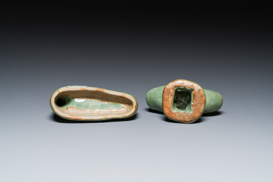 A Chinese Longquan celadon duck-form censer, Ming