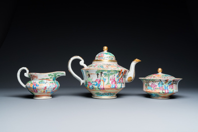 A Chinese Canton famille rose 24-piece tea service, 19th C.