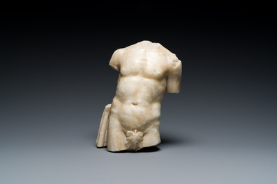 Torse d'homme &agrave; feuille de vigne en marbre sculpt&eacute;, Italie, probablement 17&egrave;me