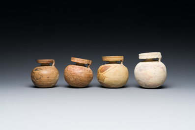 Four Corinthian painted terracotta aryballos, Greece, 6/5th C. B.C.