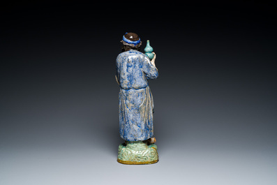 A large Chinese polychrome Shiwan pottery figure of Li Tieguai, 19th C.