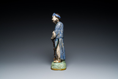 A large Chinese polychrome Shiwan pottery figure of Li Tieguai, 19th C.