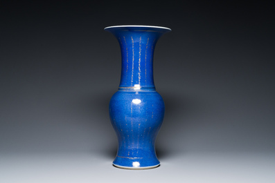A Chinese gilt-decorated powder-blue 'yenyen' vase, Kangxi