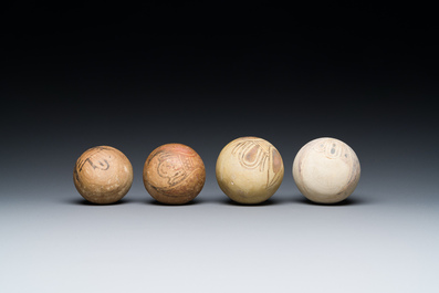 Four Corinthian painted terracotta aryballos, Greece, 6/5th C. B.C.