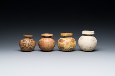 Four Corinthian painted terracotta aryballos, Greece, 6/5th C. B.C.
