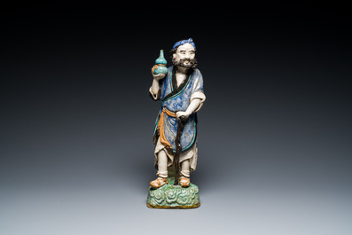 A large Chinese polychrome Shiwan pottery figure of Li Tieguai, 19th C.