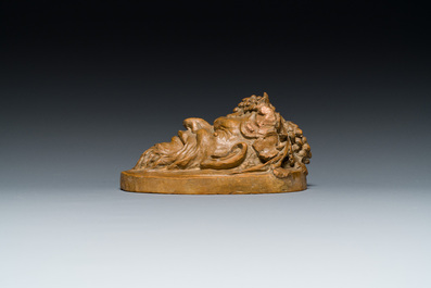 A terracotta head of a faun, signed Clodion, 19th C.