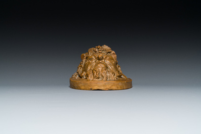 A terracotta head of a faun, signed Clodion, 19th C.