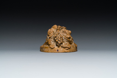 A terracotta head of a faun, signed Clodion, 19th C.
