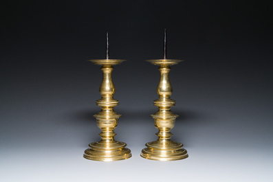 A pair of bronze pricket candlesticks, Northern Italy, 16th C.